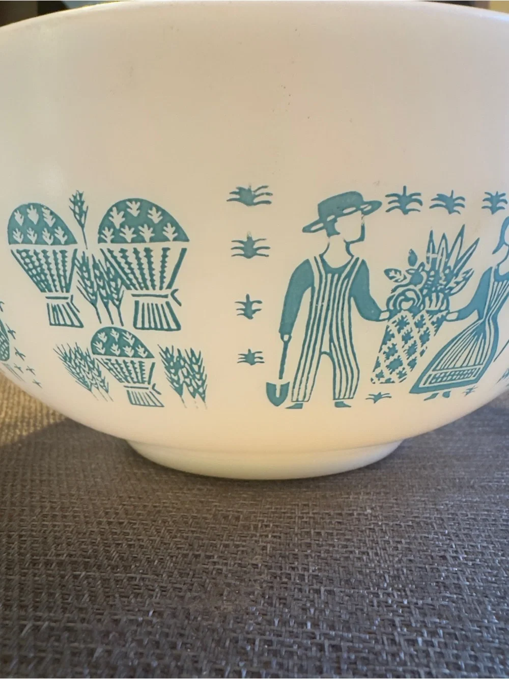 Vintage Pyrex 443 Mixing Bowl 2.5Qt Amish Butter Print Cinderella Cottage Farm
